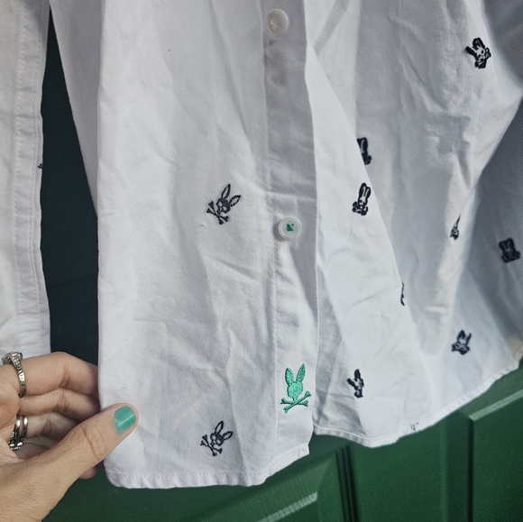 Psycho Bunny Seneca Oxford All Over Embroidered Long Sleeve Shirt - Picture 8 of 15